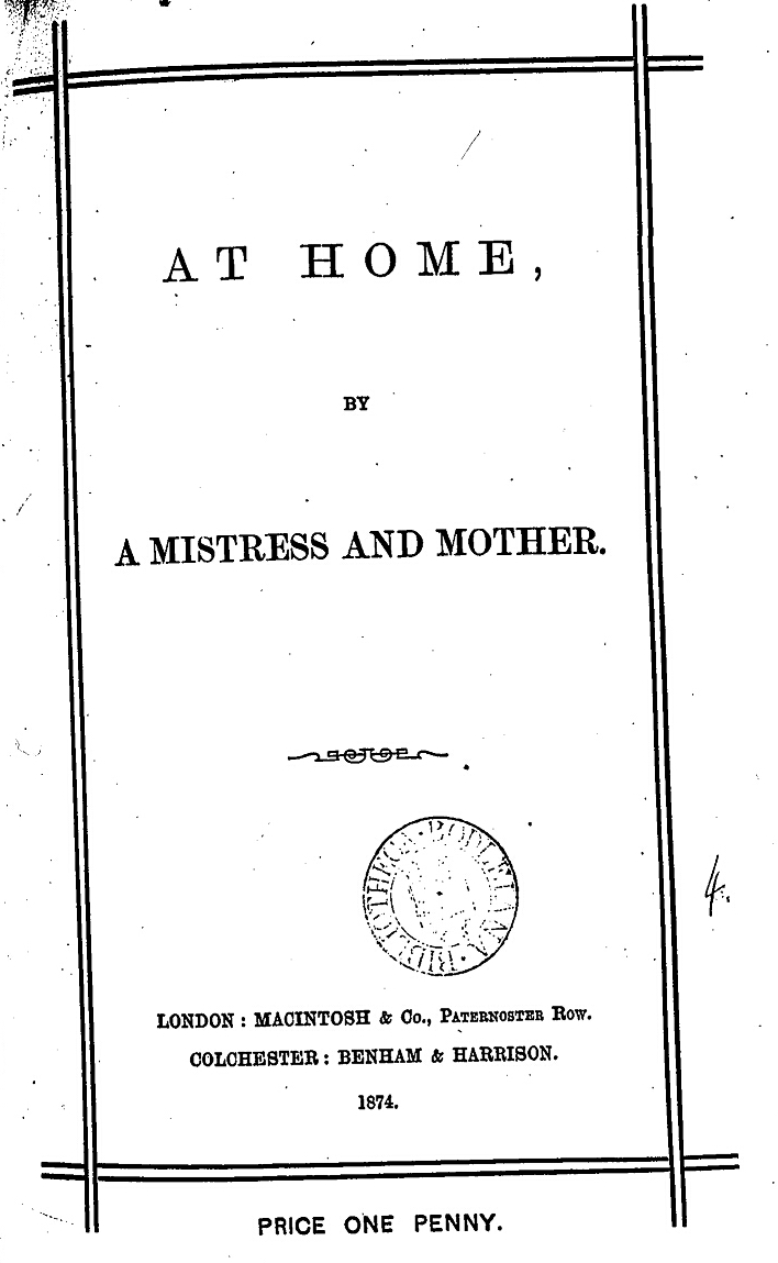Front cover of At Home by a Mistress and Mother.