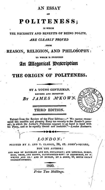 Front cover of An Essay on Politeness.