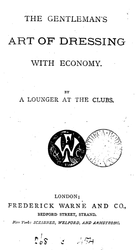 Front cover of The Gentleman's Art of Dressing with Economy.