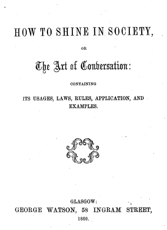 Front cover of How to Shine in Society.