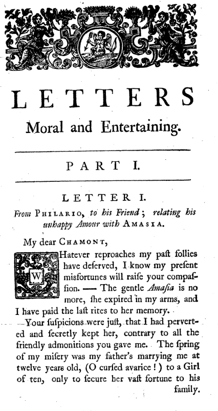 Front cover of Letters Moral and Entertaining.