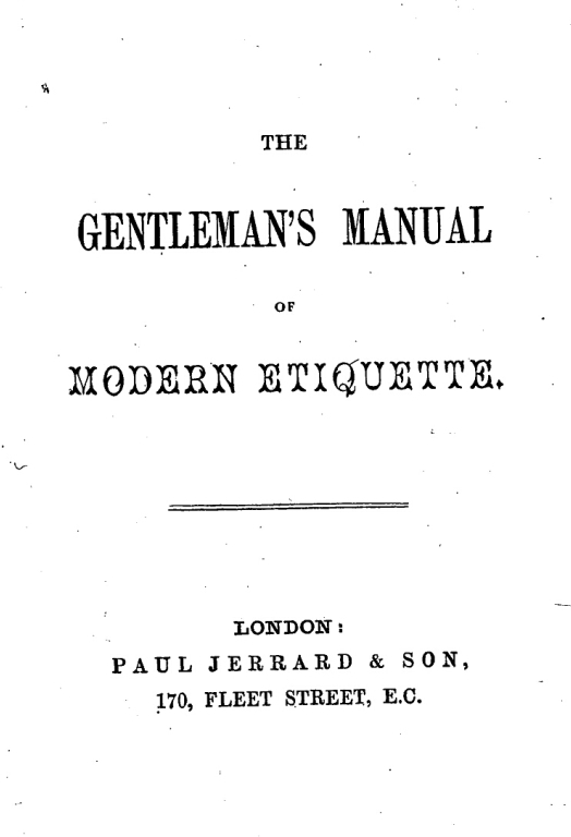 Front cover of The Gentleman’s Manual of Modern Etiquette.