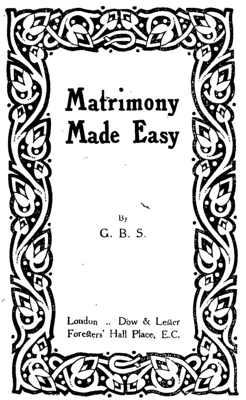 Front cover of Matrimony Made Easy.
