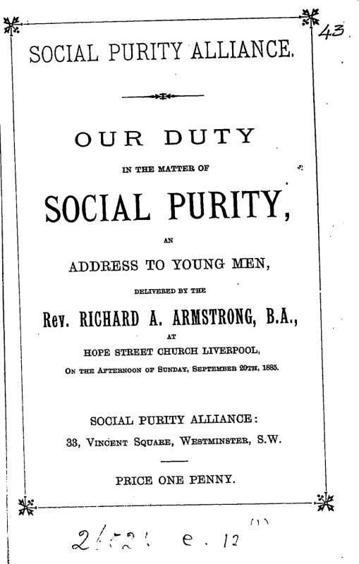 Front cover of Our Duty in the Matter of Social Purity.