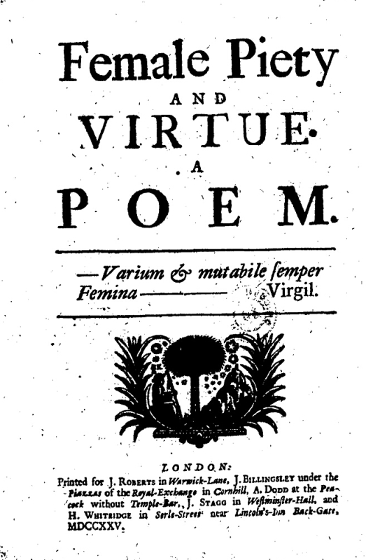 Front cover of Female Piety and Virtue.