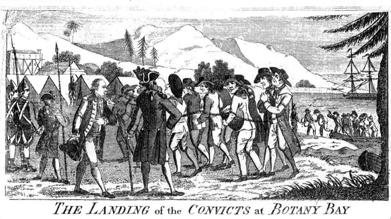 Landing of Convicts at Botany Bay. From Captain Watkin Tench's A Narrative Of The Expedition To Botany Bay. First published in 1789.