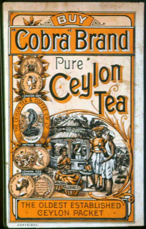 Trade card for Cobra Brand Ceylon Tea.
