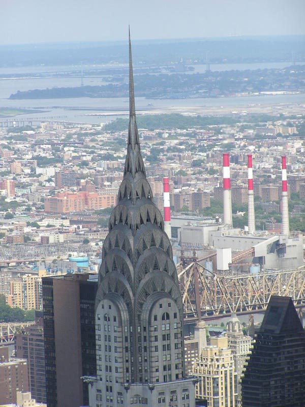 Chrysler Building top in New York City, photographed from the 86th floor of the Empire State Building.