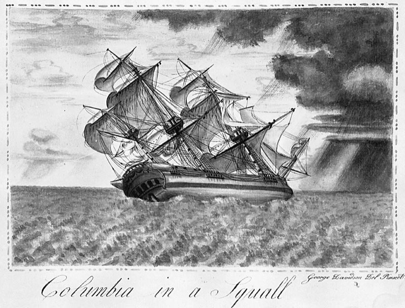 Captain Robert Gray's ship The Columbia Rediviva. By George Davidson, the ship's painter.