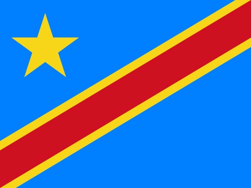 The national flag of the Democratic Republic of the Congo.