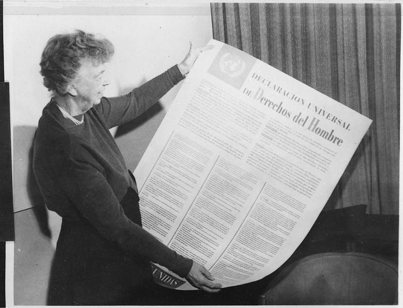 Eleanor Roosevelt and United Nations Universal Declaration of Human Rights, 1949.