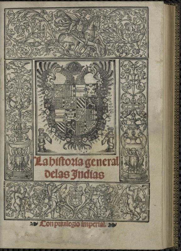 Title page of La hystoria general delas Indias. 