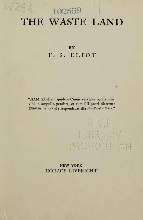 Title page of The Wasteland.