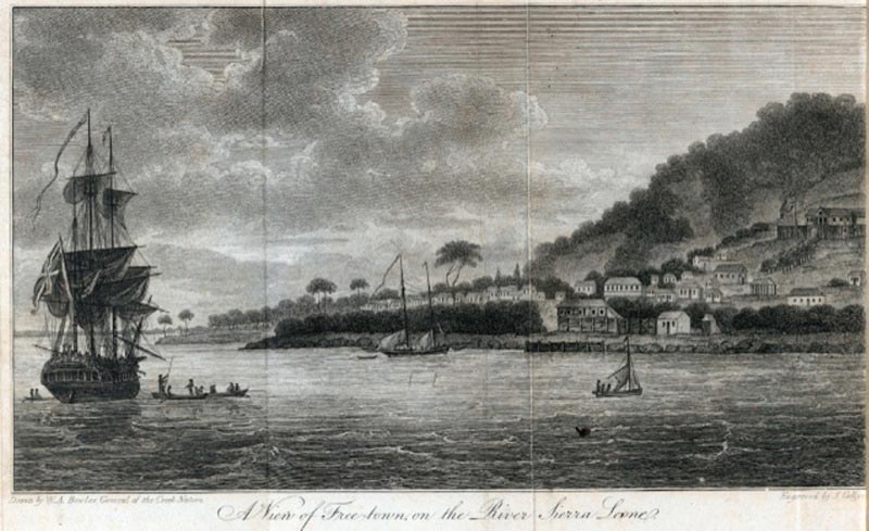 Freetown, Sierra Leone, 1803. Illustration by Thomas Masterman Winterbottom.