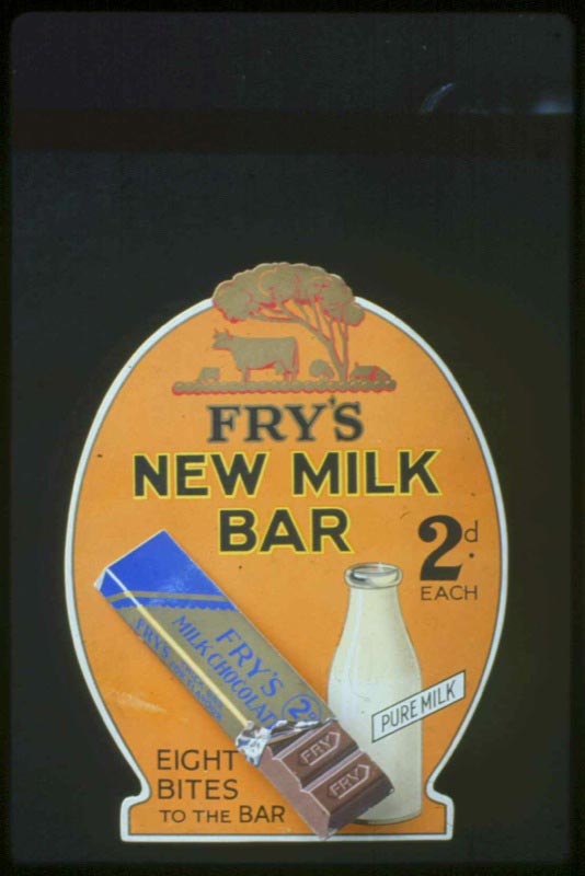 Trading card depicting Fry's new chocolate in a bar.