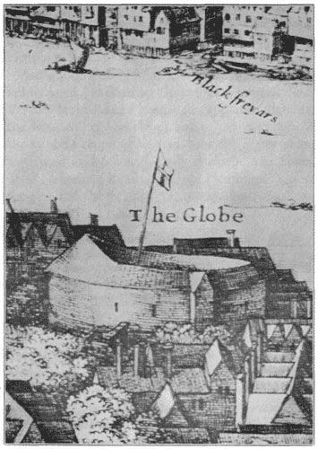 Globe Theatre, from Hollar's View of London (1647).