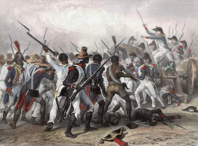 Scene of the Battle of Vertières during the Haitian Revolution.