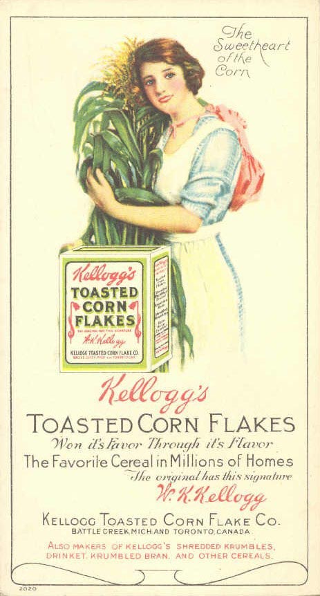 Kellogg's corn flakes advertisment, c.1910.