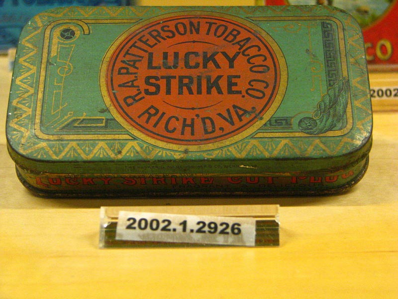Early 20th century Lucky Strike tobacco tin.