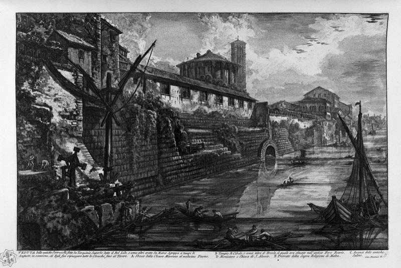 View of the ancient substructures. Illustration by Giovanni Battista Piranesi. 