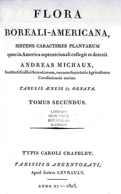 Title page of Flora Boreali-Americana.By Andre Michaux.