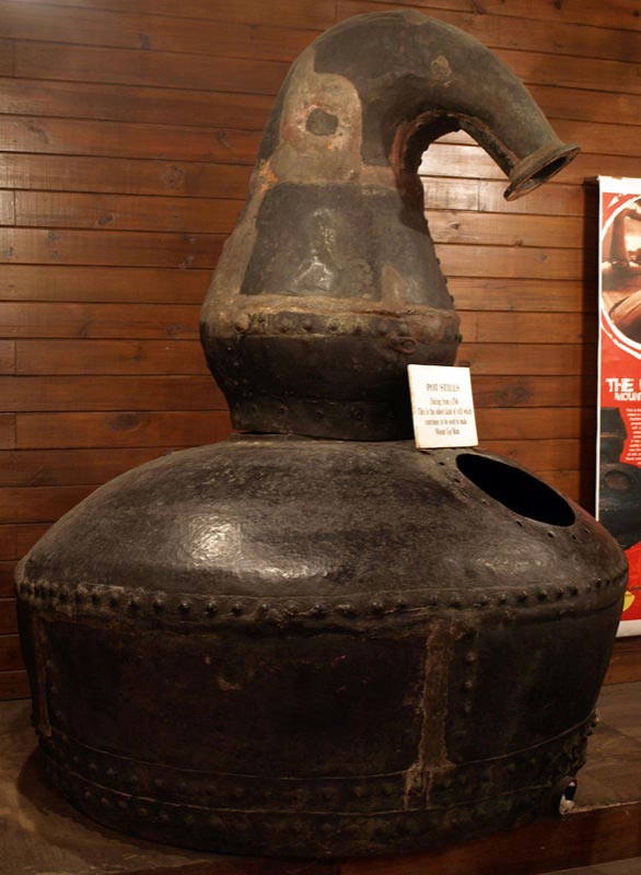 A pot from the Mount Gay Distillery museum, Barbados.