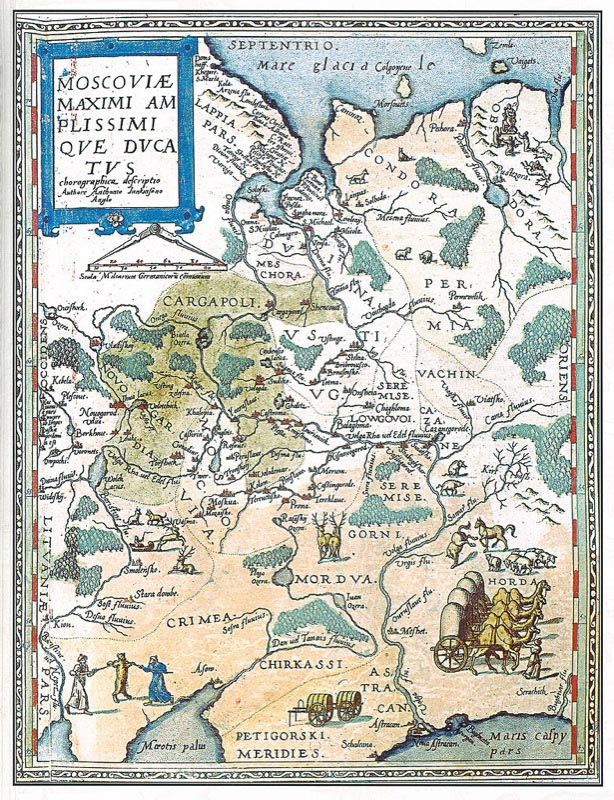 Map of Muscovy prepared by Anthony Jenkinson and Gerard de Jode in 1593.