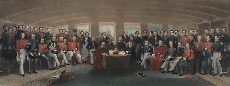 The signing and sealing of the Treaty of Nanking.