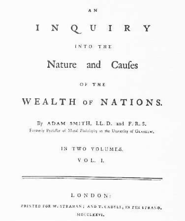Title page of Adam Smith's Wealth of Nations.