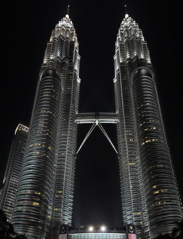 The Petronas Twin Towers in Kuala Lumper, Malaysia.
