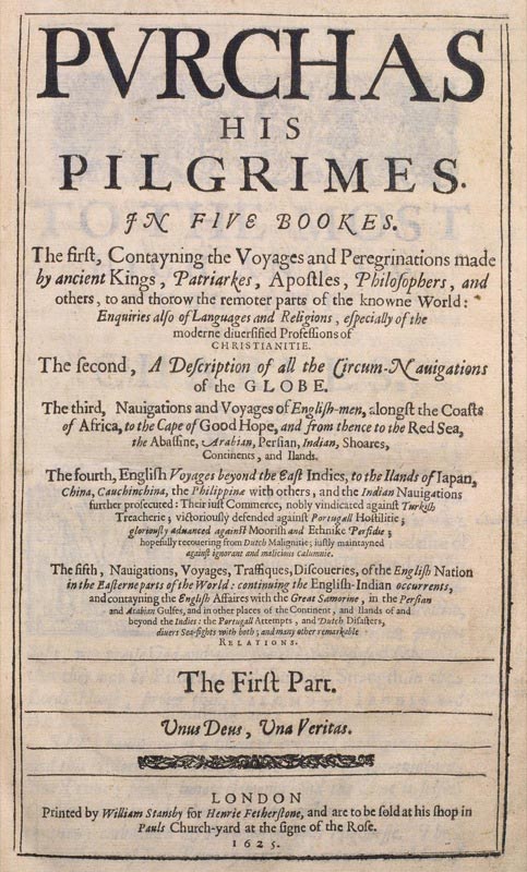 Title page of Purchas - his Pilgrimage.