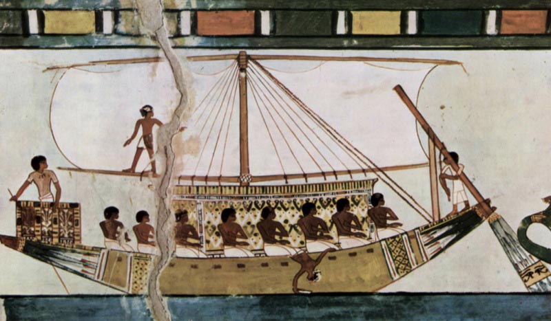 An Egyptian riverboat depicted in the Tomb of Menna.