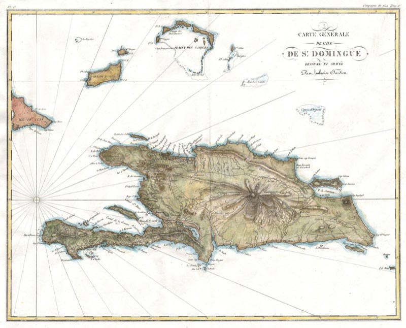 1802 map of the island of Santo Domingo by Ambroise Tardieu.