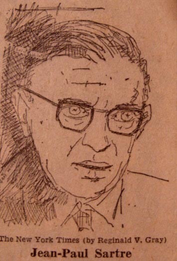 Illustration of Jean-Paul Sartre for the New York Times by Reginald Gray.