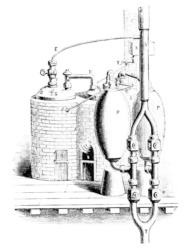 Savery's steam engine.