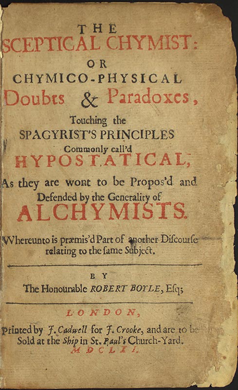Title page of Robert Boyle's The Sceptical Chymist.