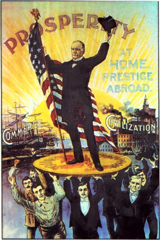 1900 US political poster showing McKinley on gold standard.