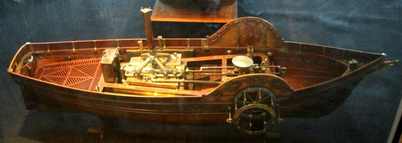 Model of a steamship, built by d'Abbans in 1784.