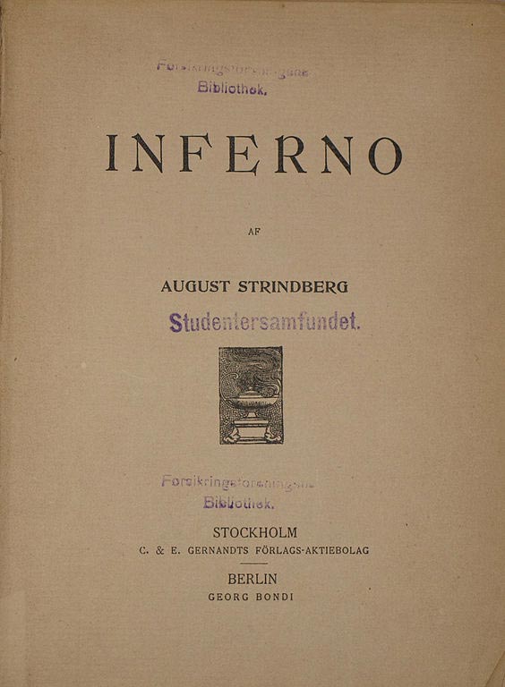 Title page of the first edition of August Strindberg's Inferno.