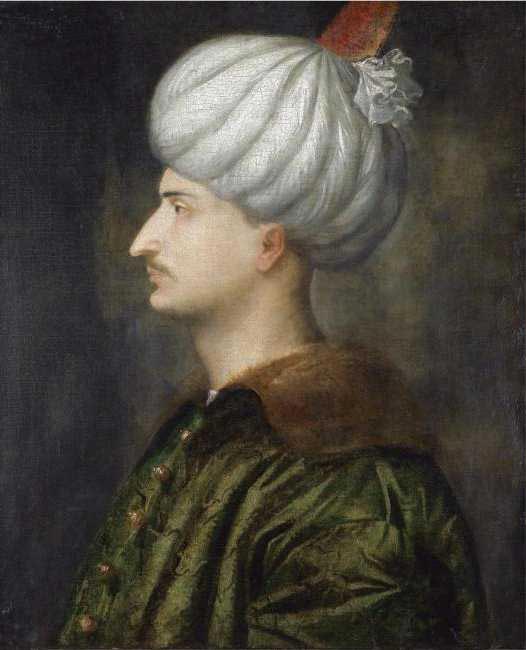 Portrait of Suleiman the Magnificent in 1538 by Tiziano Vecellio.