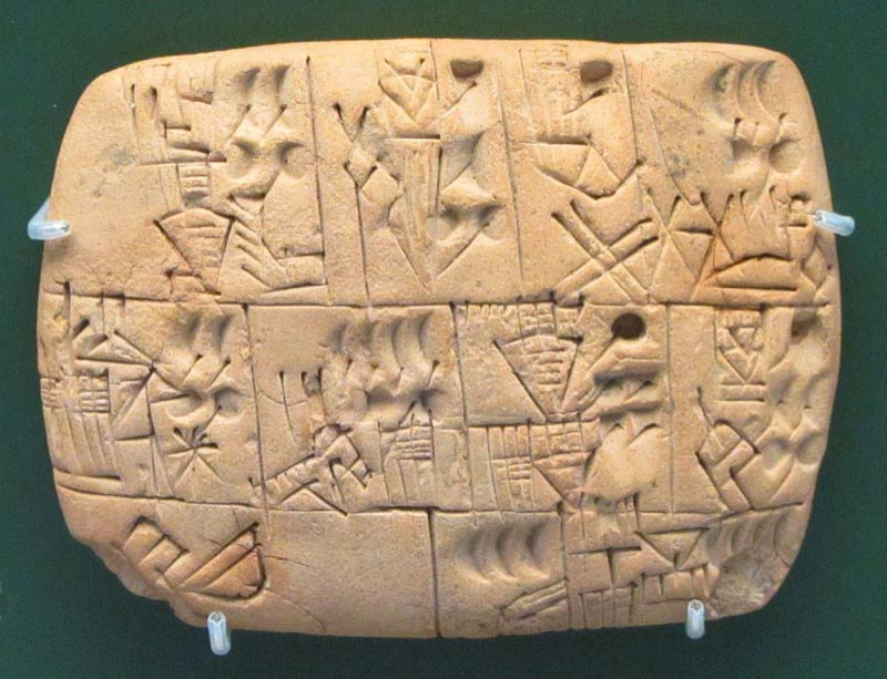 A cuneiform tablet recording the allocation of alcohol. Held at the British Museum.
