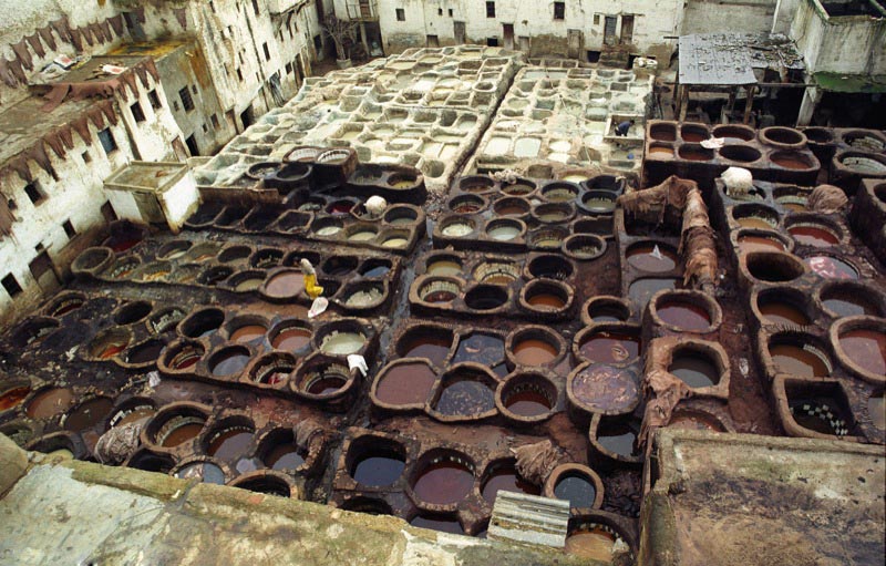 An existing tannery at Fes, Morocco.