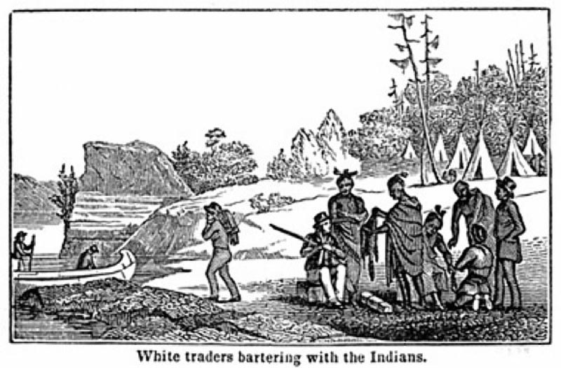 White Traders bartering with Indians.
