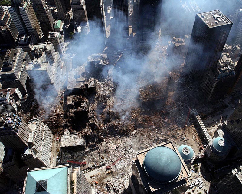 Aerial view of Ground Zero.