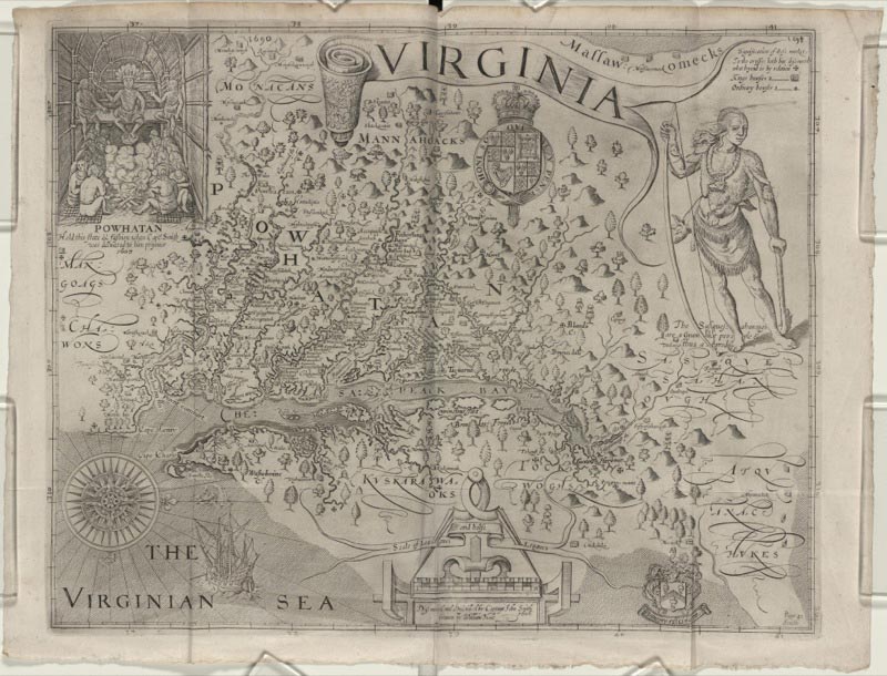 Map of Virginia, 1607. From The generall historie of Virginia by Captain John Smith.