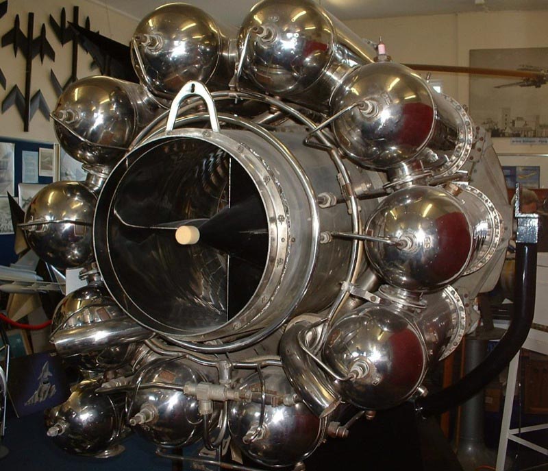 W2 engine; the second version of a flight-ready turbojet engine. 