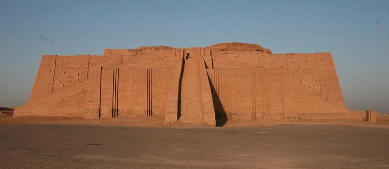 Reconstructed facade of the ziggurat of Ur.
