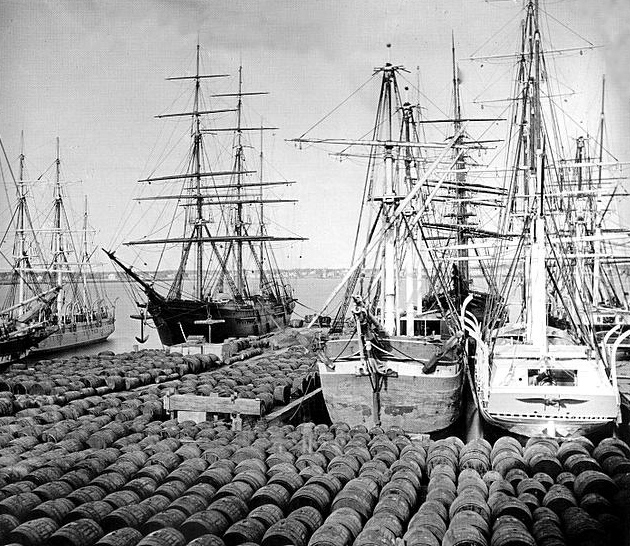 More than 1,300 barrels of Pennsylvania petroleum were loaded aboard the two-masted brig. 