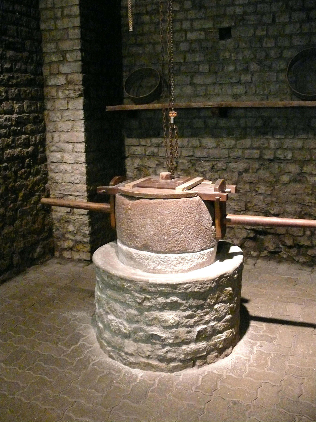 Stone mill for grinding wheat in the open air museum of Augusta Raurica.