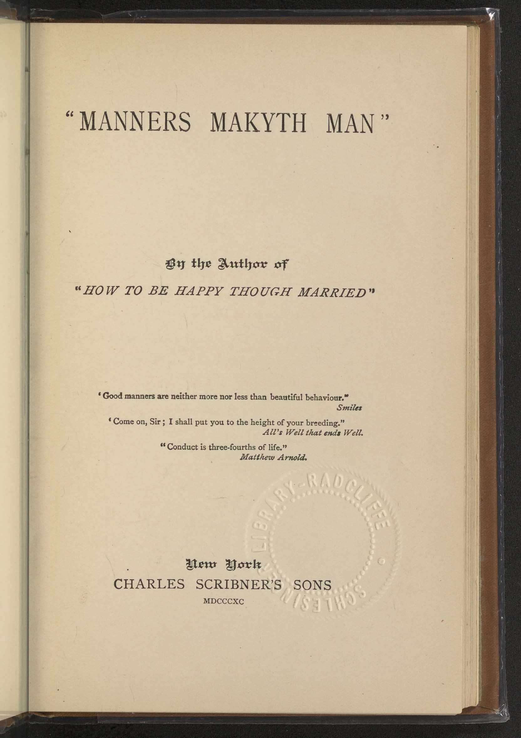 "Manners Makyth Man"